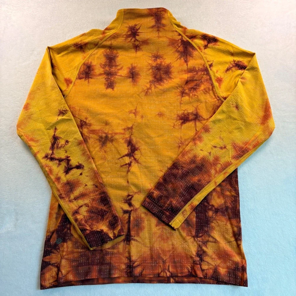Lululemon Metal Vent Tech 1/2 Zip 2.0 Orange Tie Dye Pullover LM3DAES Mens M
